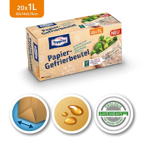 Toppits® Papier-Gefrierbeutel 1L