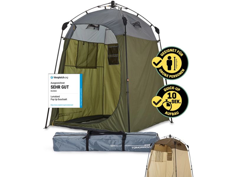 Where tomorrow Duschzelt Pop Up – Grün 220 x 155 cm Camping-Duschzelt
