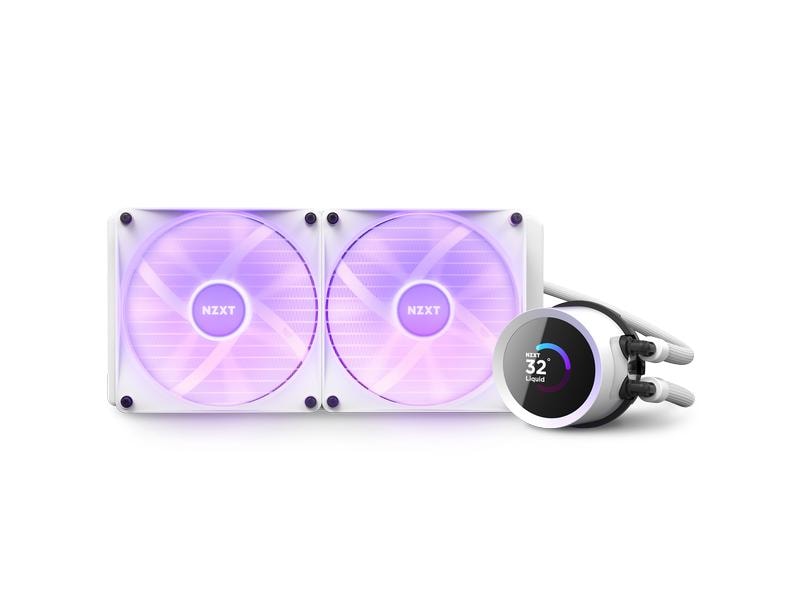 NZXT Wasserkühlung Kraken 280 RGB Weiss Wasserkühler für Intel und AMD Prozessorsockel mit LCD-Anzeige und RGB-Lüftern