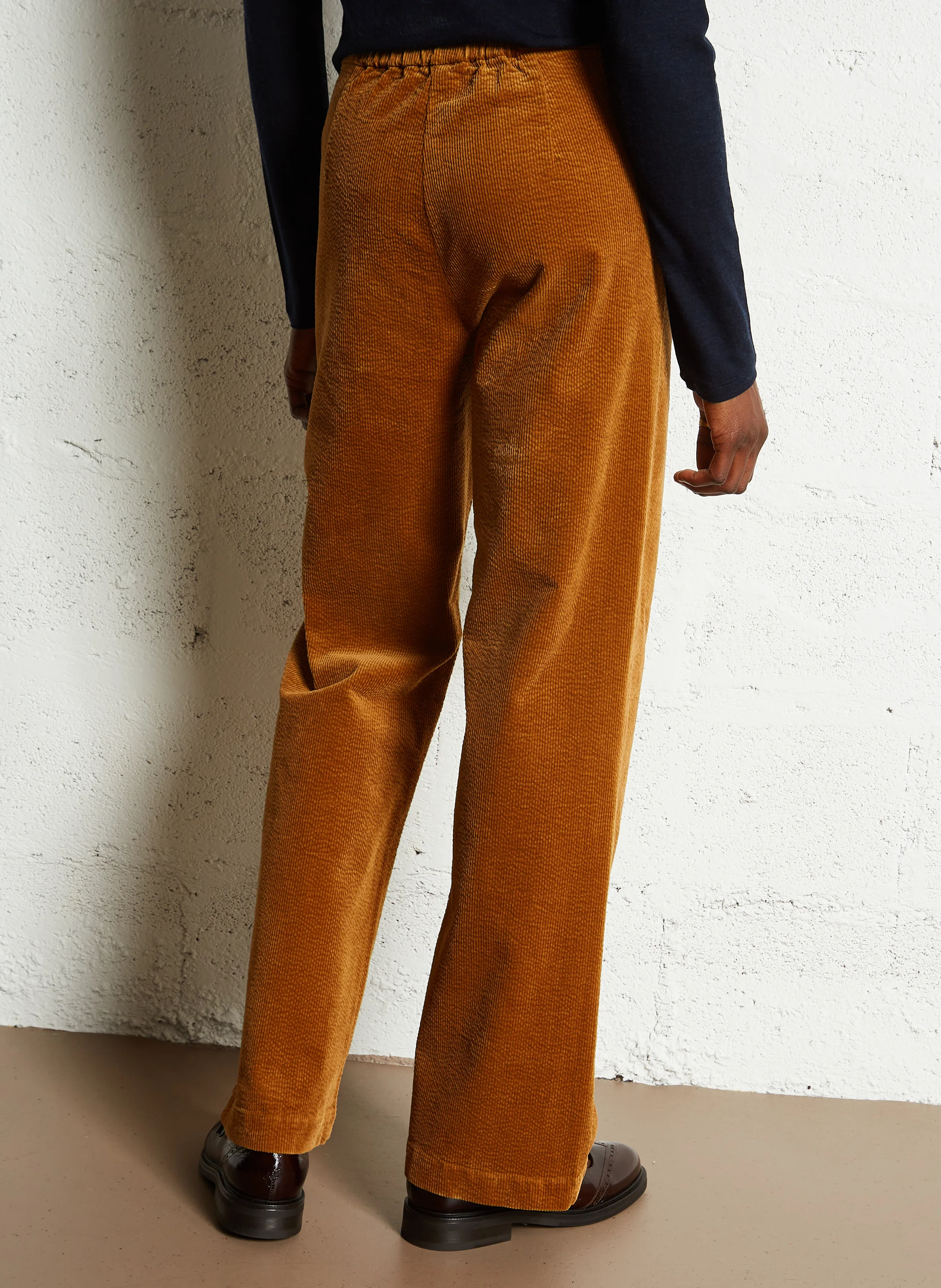 Pantalon droit en coton mélangé | Marron