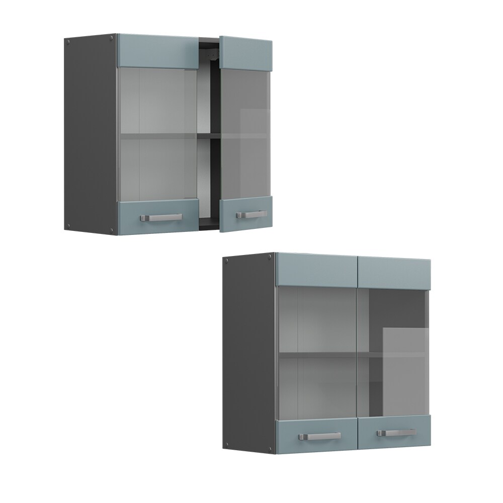 Vicco Glashängeschrank Küchenschrank R-Line Solid Anthrazit Blau Grau 60 cm modern