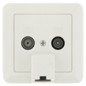 Q-Link coax contactdoos cat3 RTV/RJ45 inbouw/opbouw wit