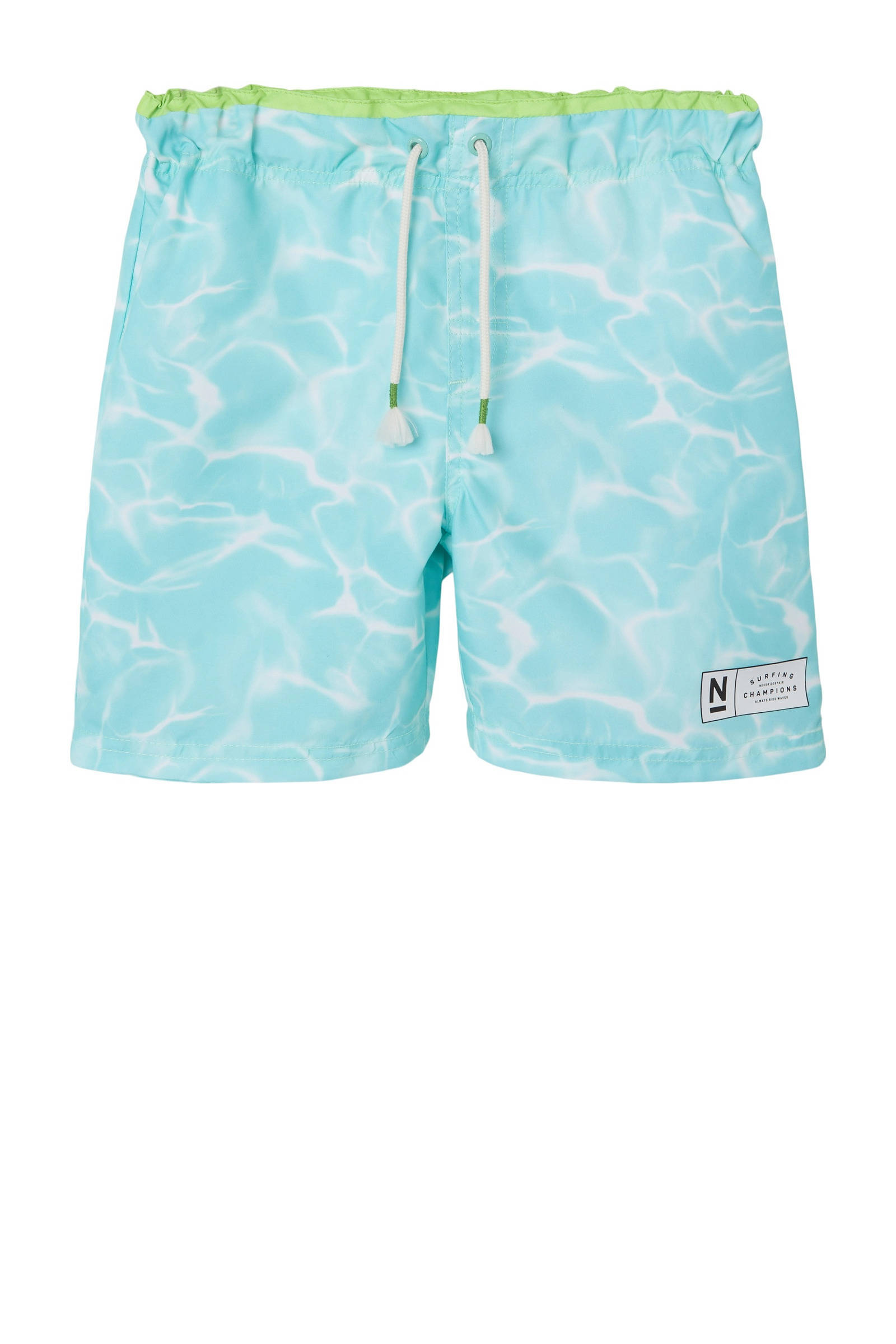 NAME IT zwemshort NKMZAGLO met all over print aquablauw/groen