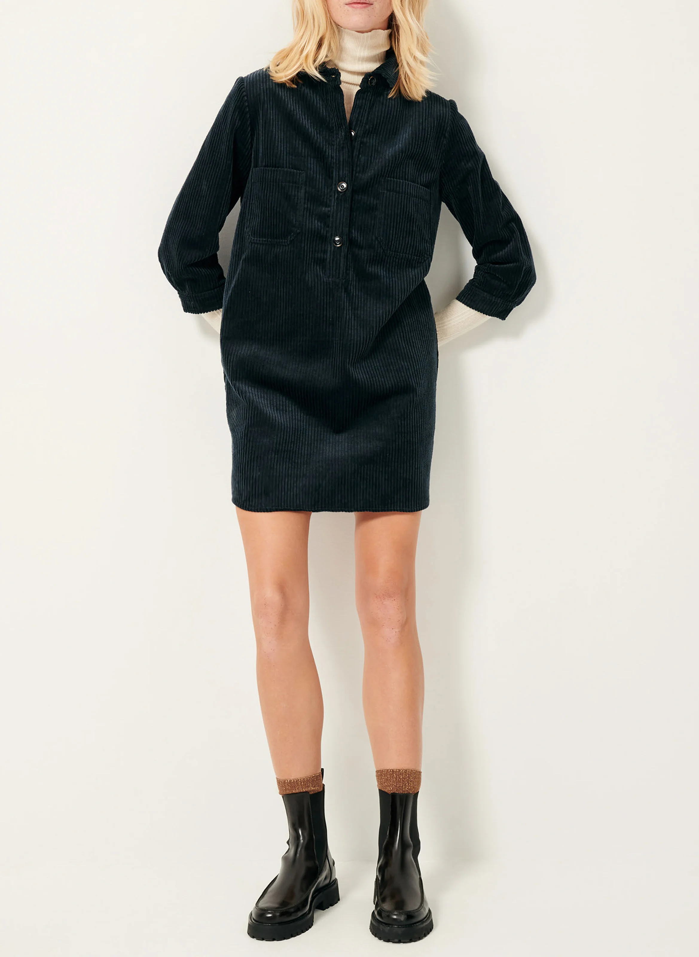 GIHANA - Robe courte en coton mélangé | Vert