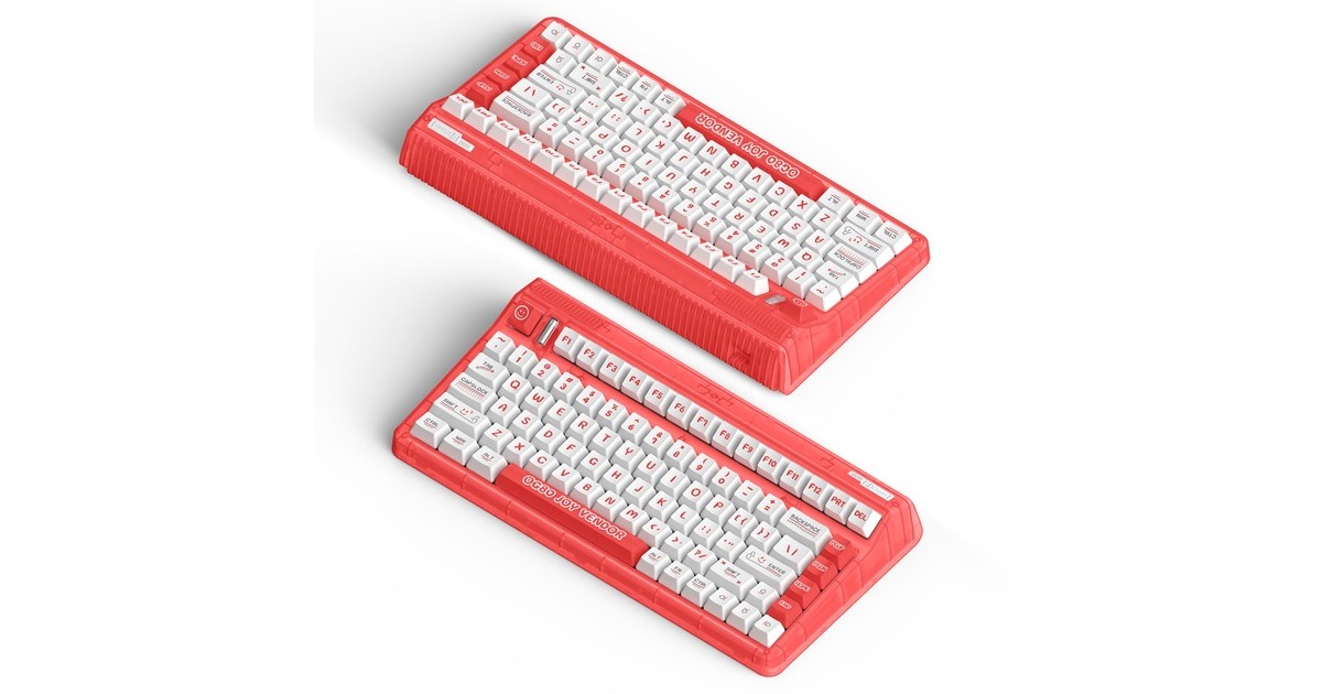 IqunixOG80 Joy Vendor Wireless Mechanical Keyboard, gaming toetsenbord  (Rood/wit, US lay-out, IQUNIX Moonstone, RGB leds, 80% (TKL), Hot-swappable, PBT, 2.4GHz | Bluetooth 5.1 | USB-C)