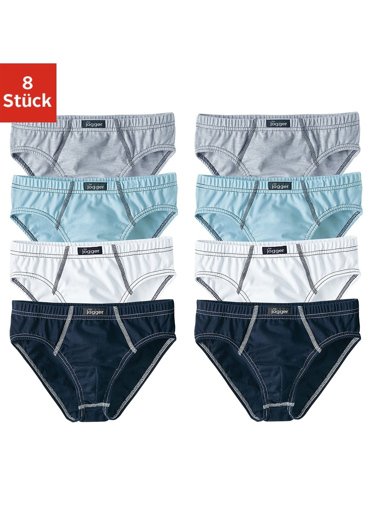 le jogger® Slip Packung, 8 Stk. mit sportlichen Nähten