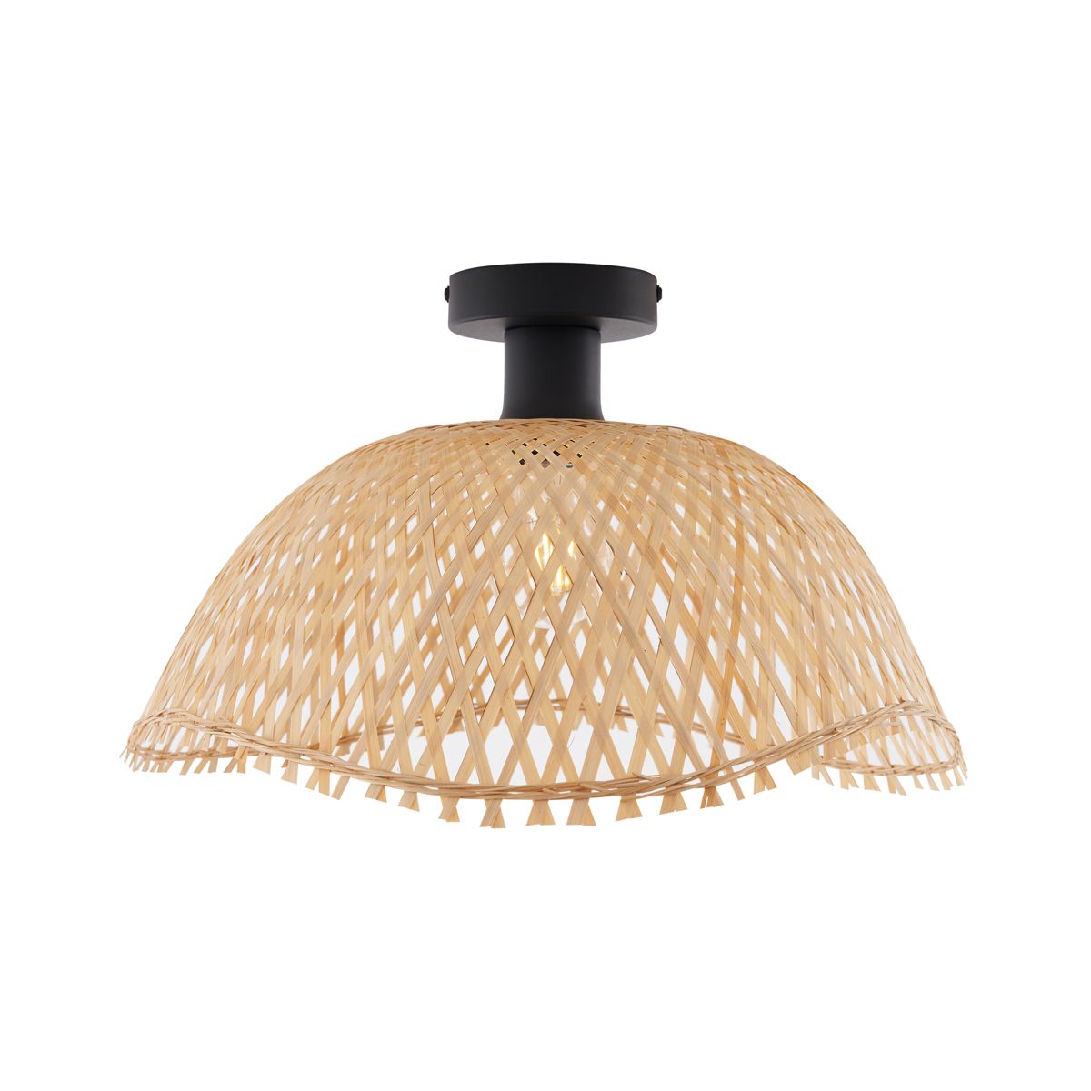 Art Deco plafondlamp zwart met naturel bamboe 40cm - Alka