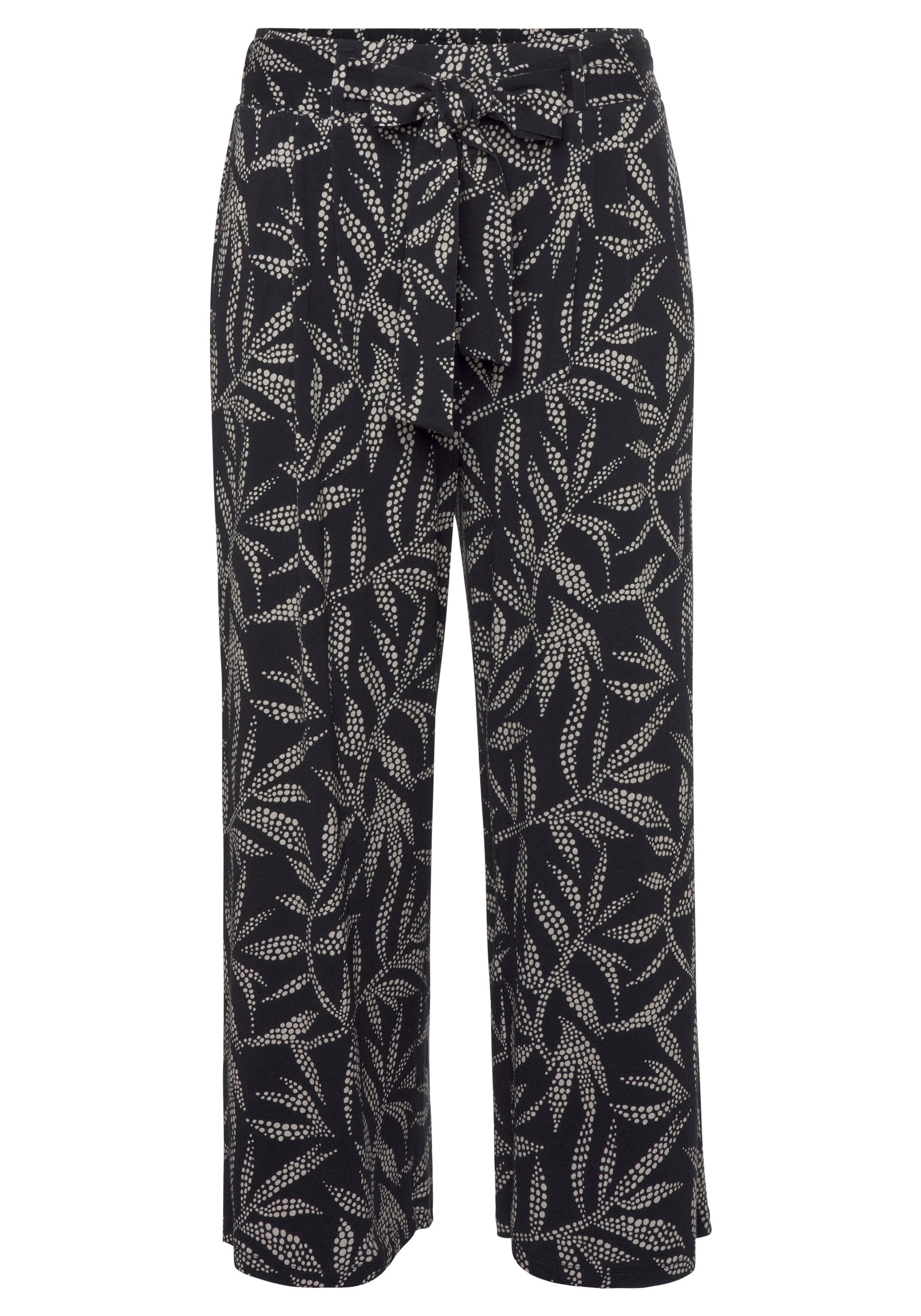 LASCANA Culotte  mit Blätterdruck, luftige Sommerhose in 7/8-Länge, Strandhose