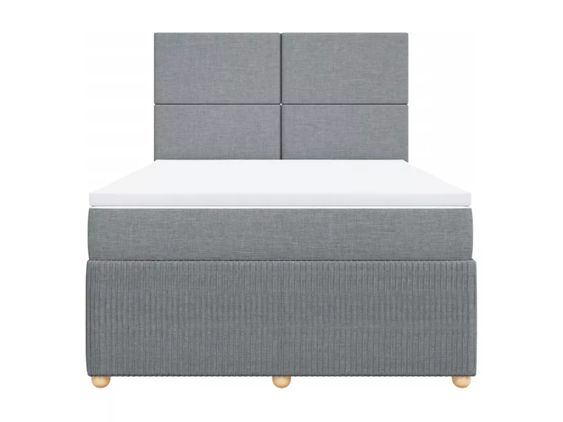 Sommier à lattes de lit avec matelas Gris clair 140x190cm Tissu