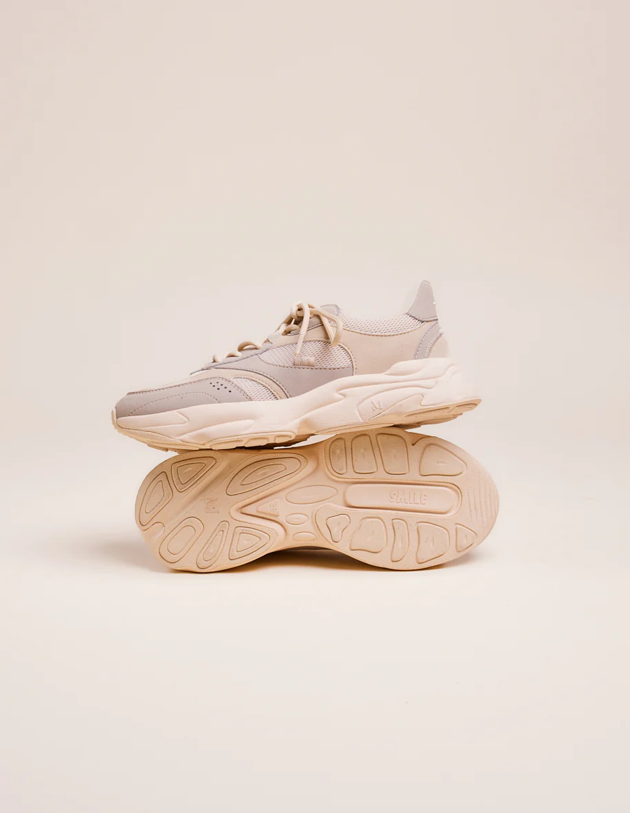 Baskets basses Nathanaelle - Suède vegan et mesh beige