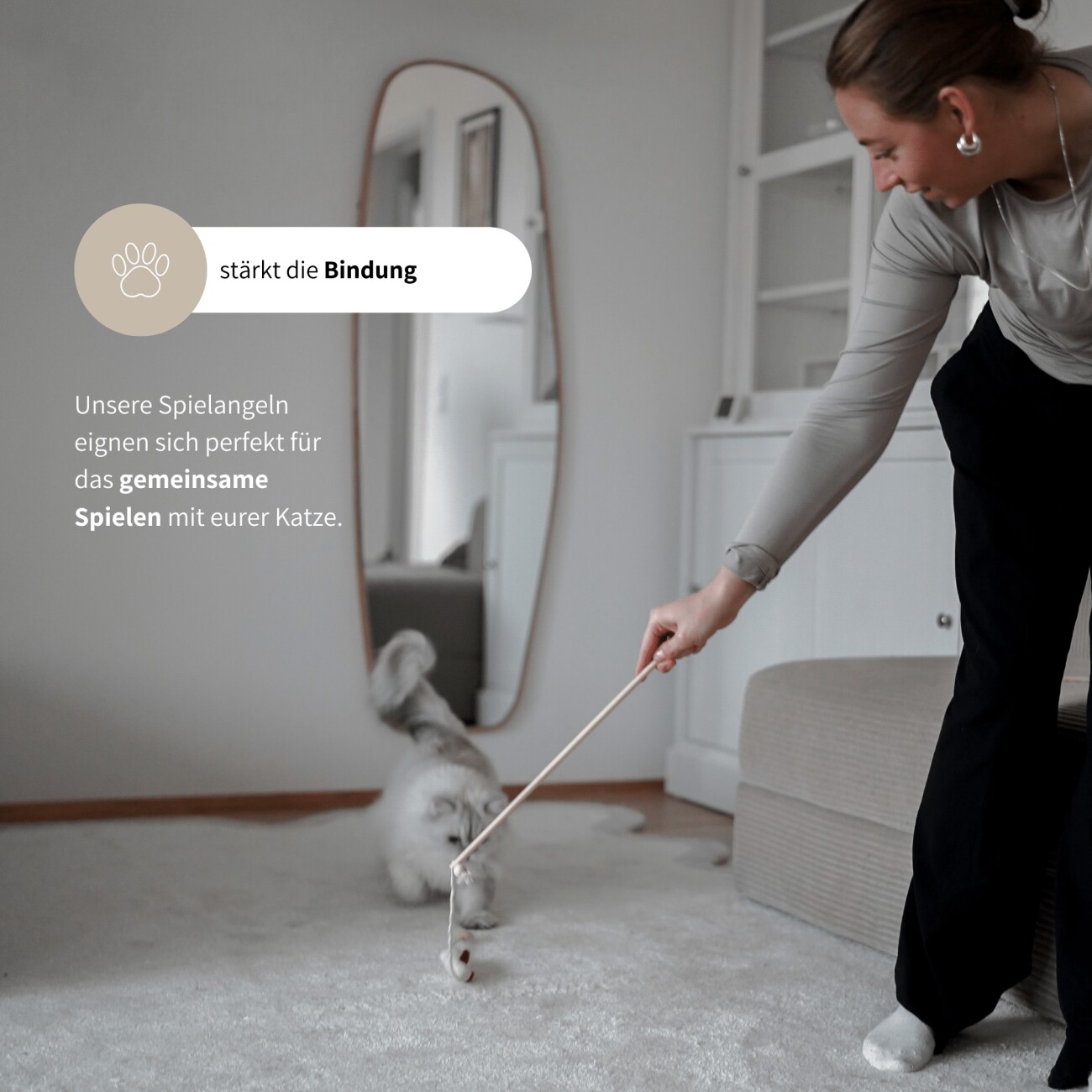 Minty&Marla Spielangel mit Katzenminze Katzenspielzeug beige/ braun/ grau