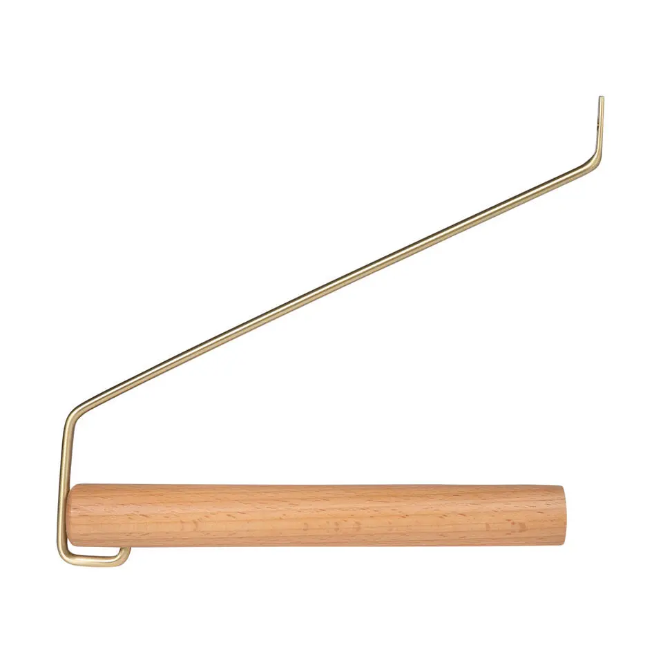 QUVIO Wandhaak met hout en metaal - Goud   lichthout