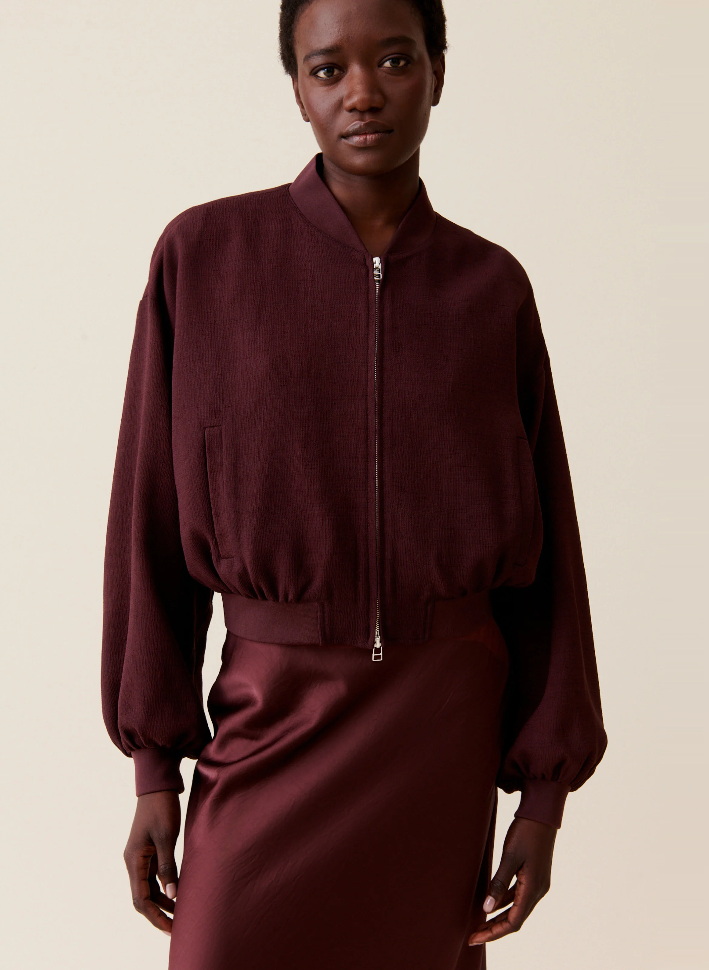 Veste col teddy ample | Marron