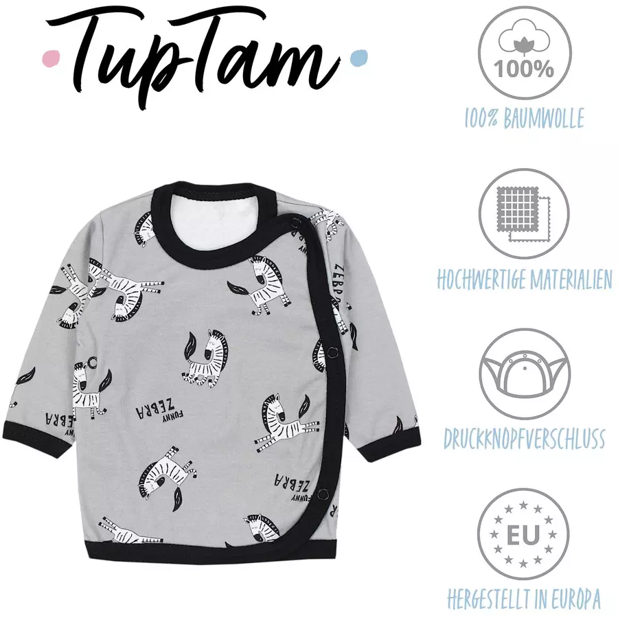TupTam Baby Jungen Wickelshirt Langarm 5er Set blauweiß