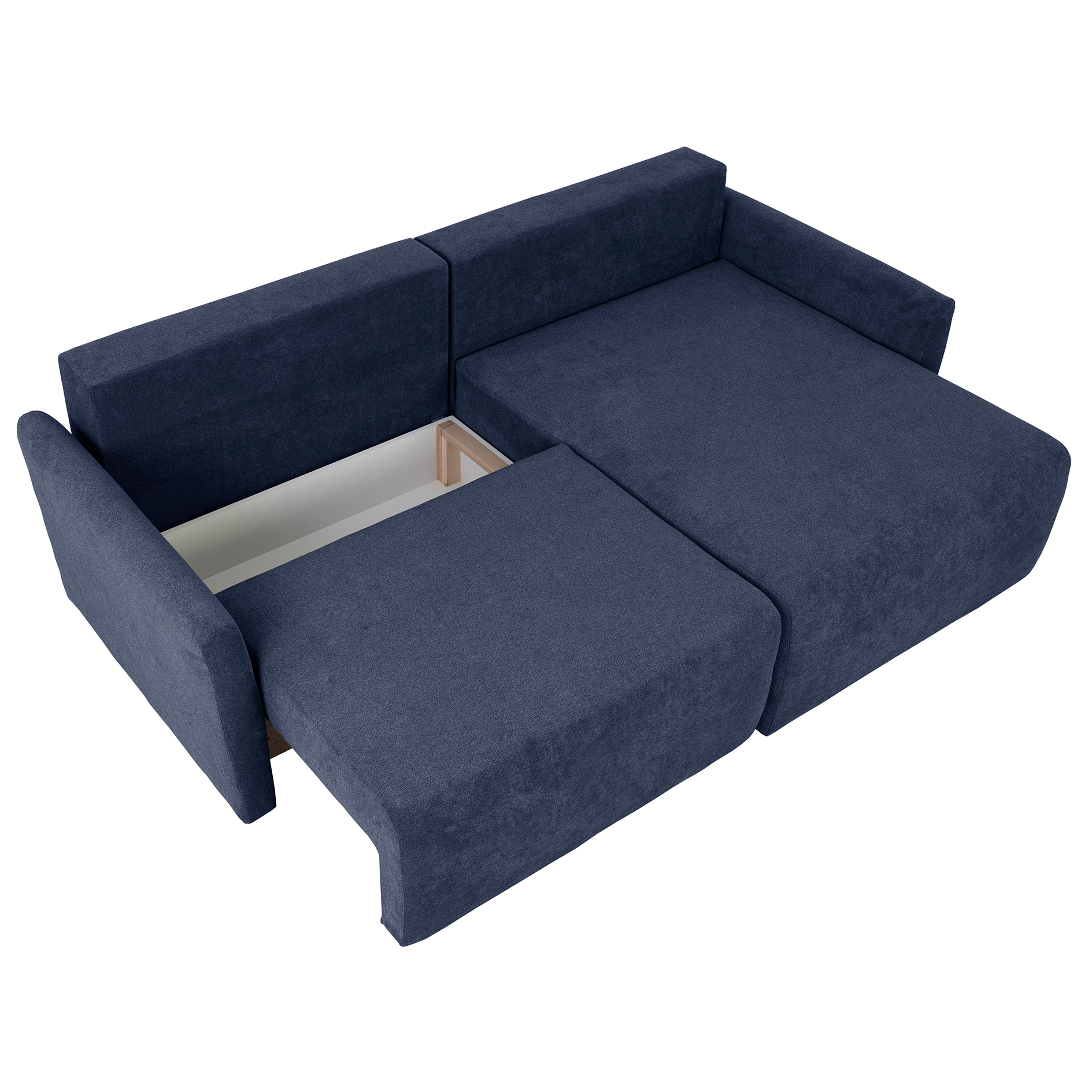 Ecksofa - marine - Liegefunktion und Staukasten - 228x146 cm