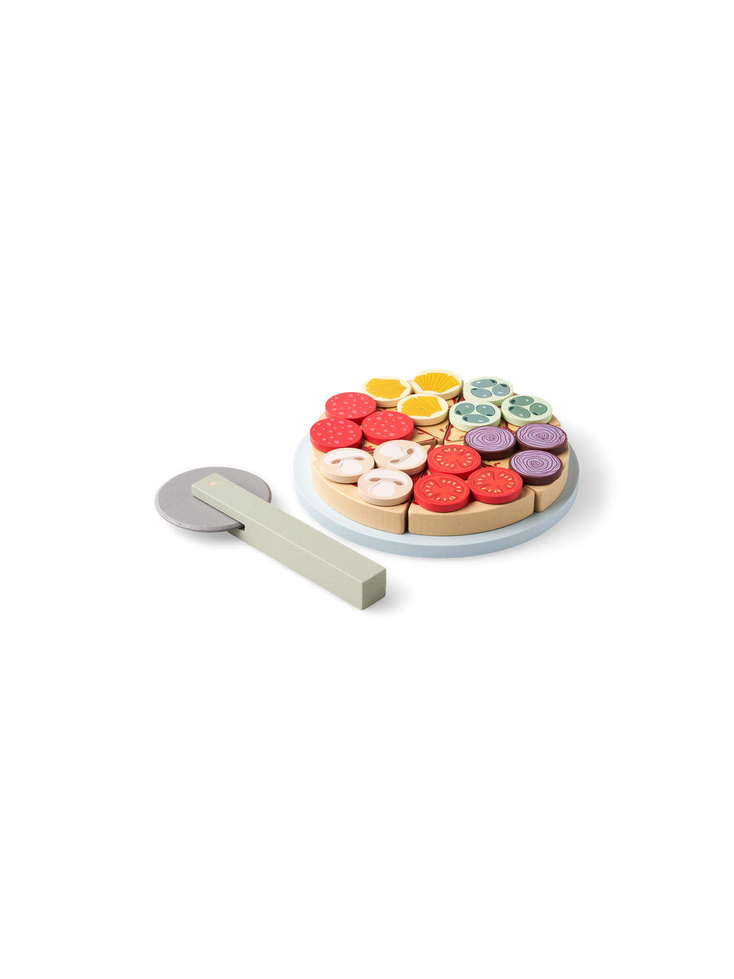 Legetøjspizza i træ | Poppeltræ. Ø16 cm. | Multi