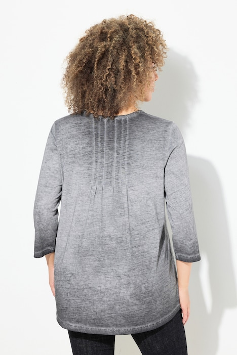 Shirt, Zierfalten, A-Linie, Rundhals, 3/4-Arm