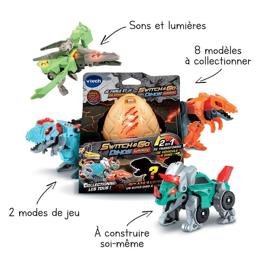 Switch & Go Dinos Surprise 8 modèles à collectionner - Ecru