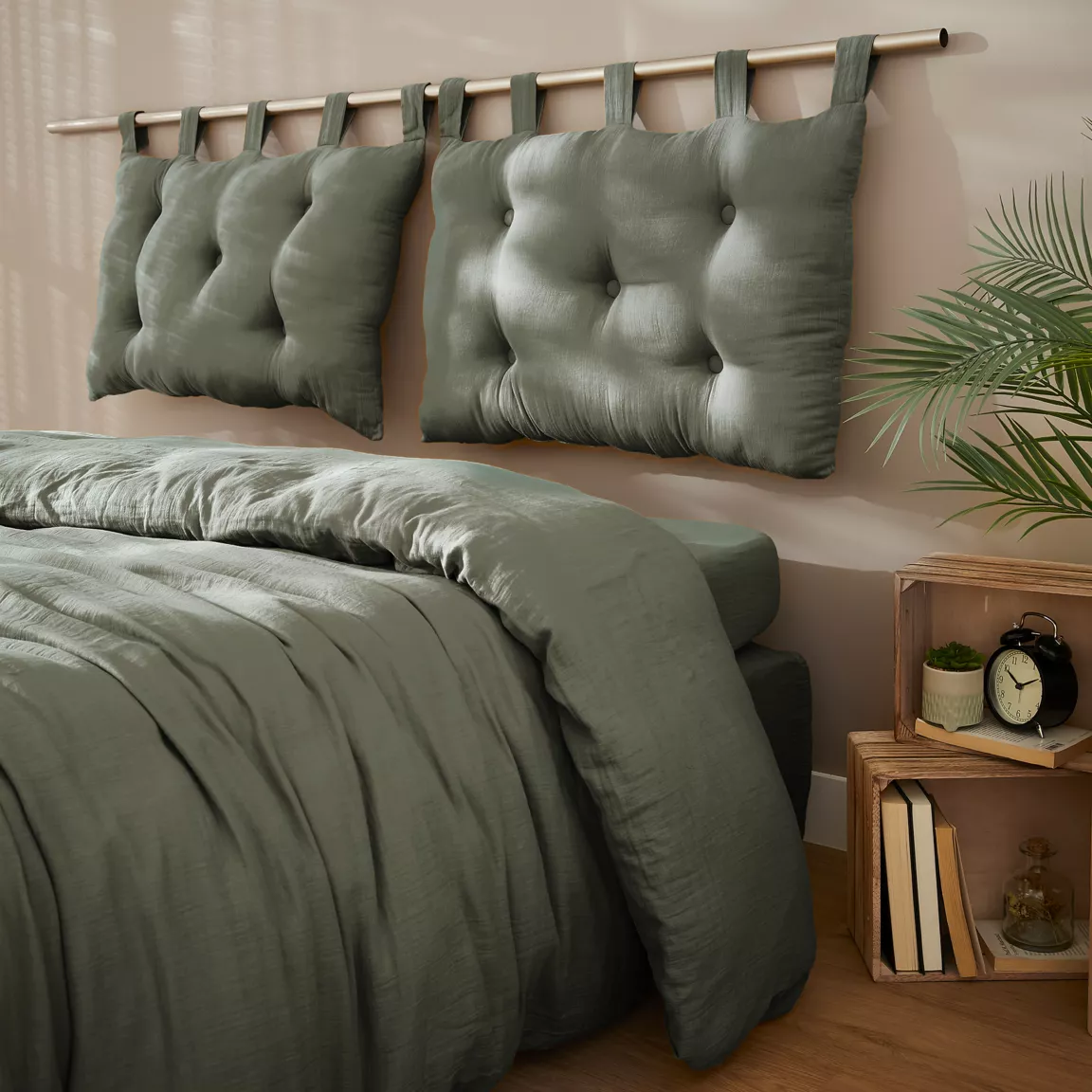 Tête de lit coussin gaze de coton (80 x 50 cm) Gaïa Vert romarin
