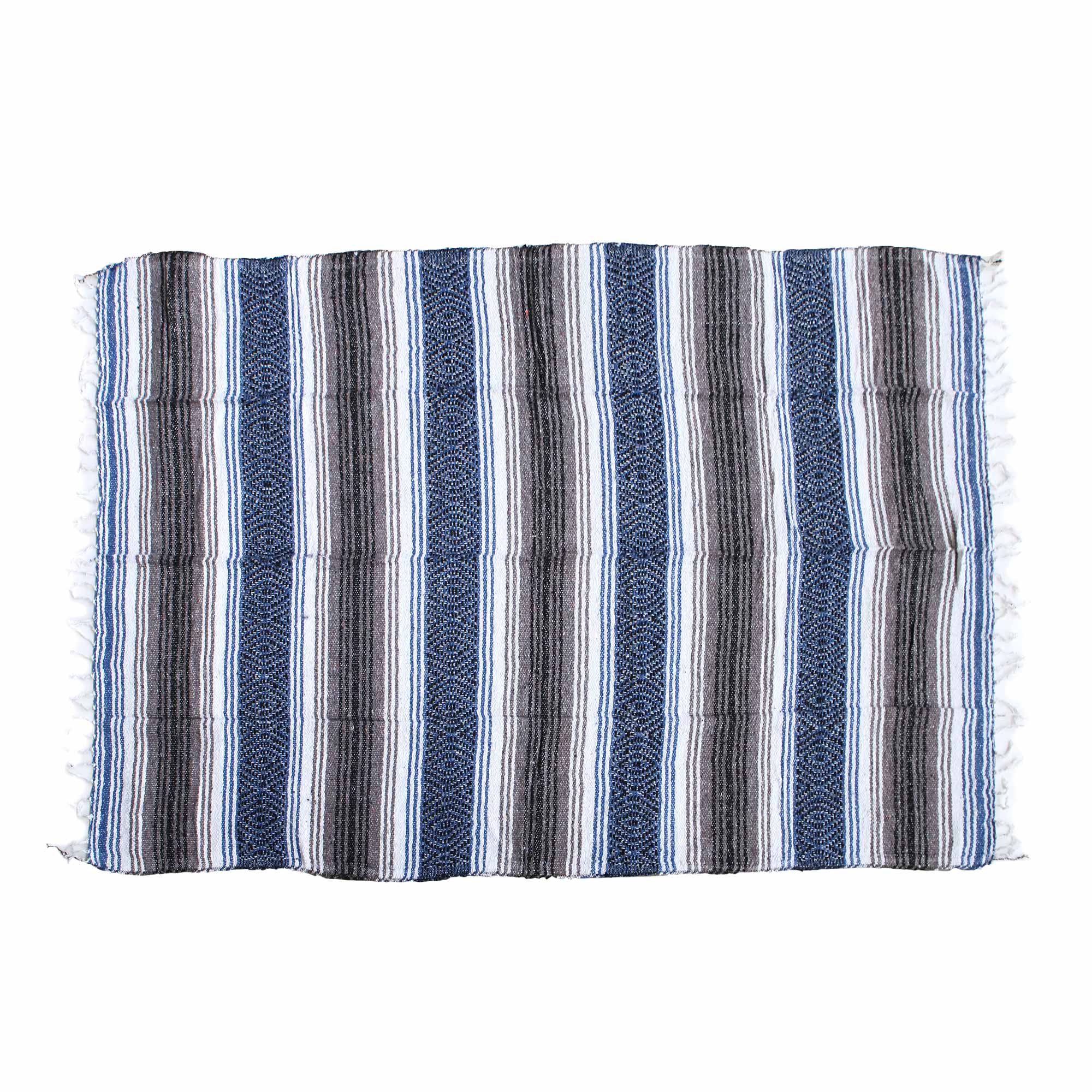 Decke gestreift braun/blau, B 175-200 cm, L 140 cm von fischer's lagerhaus