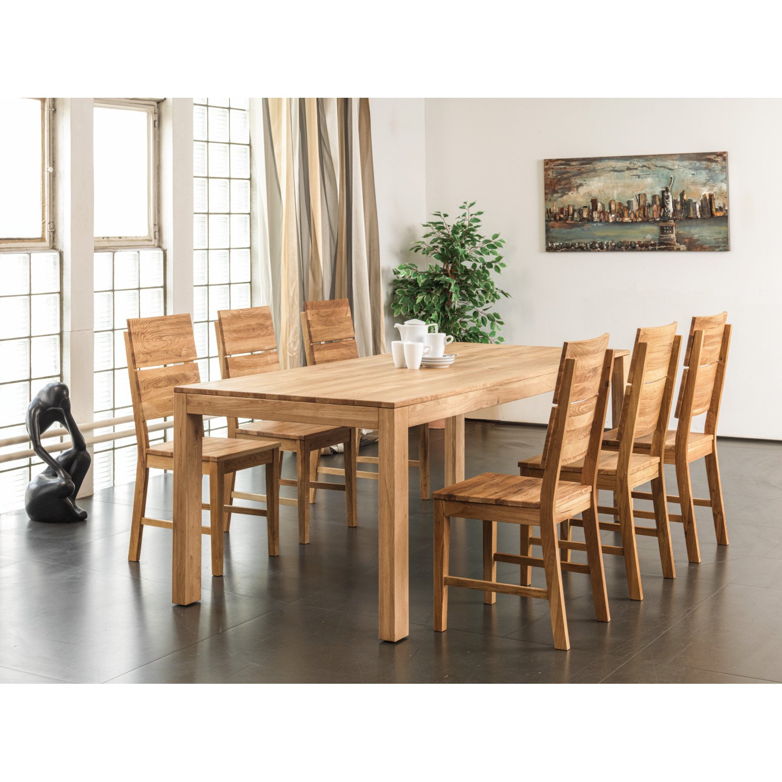 Tisch Luca Eiche massiv geölt 160/210 x 76 x 90 cm