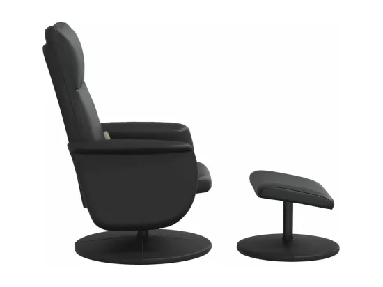 Fauteuil inclinable de massage avec repose-pied noir similicuir