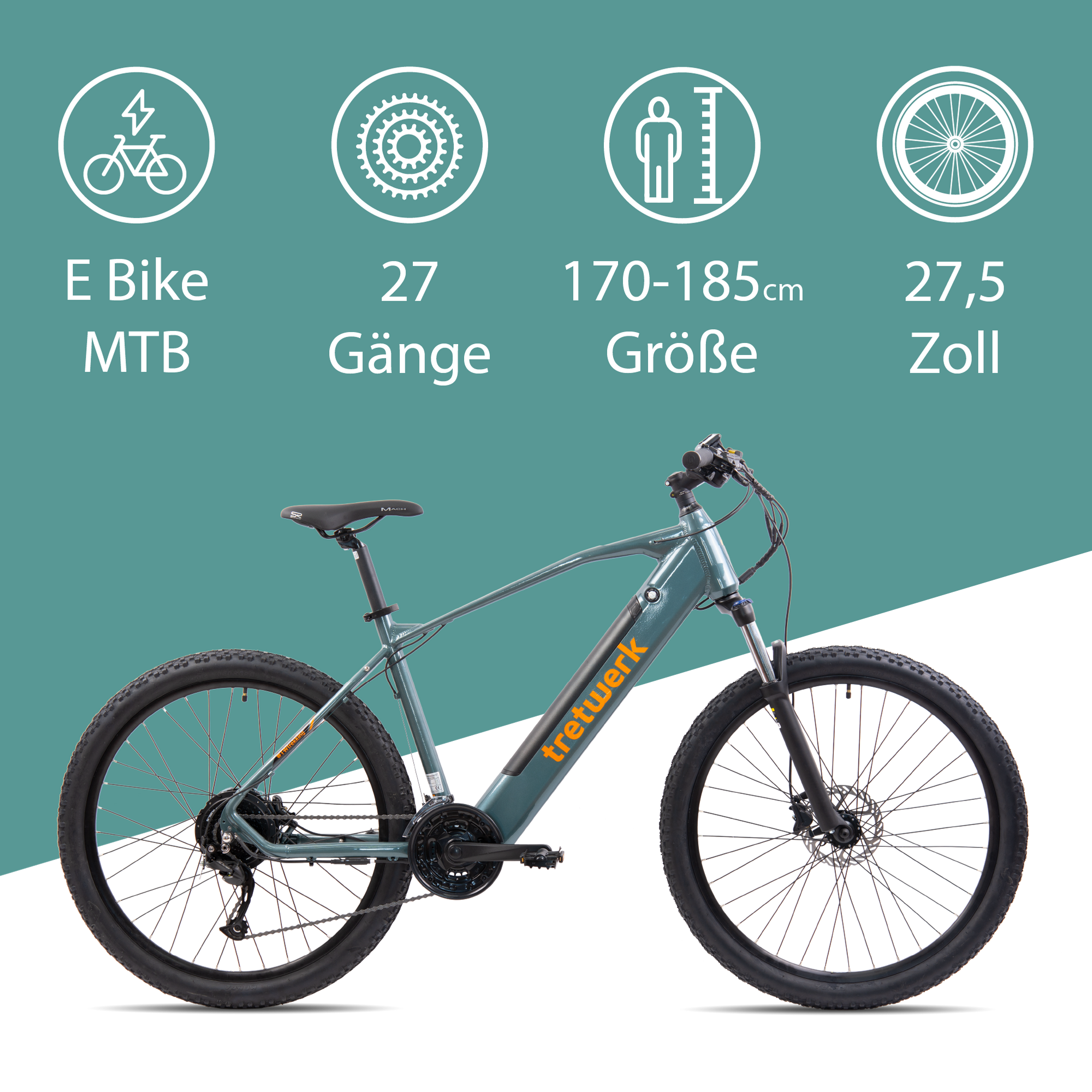 Tretwerk Bolt E Bike Mountainbike 27,5 Zoll Pedelec 170 - 185 cm Damen Herren 522 Wh