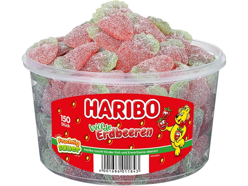 Haribo Saure Riesen Erdbeeren 150 Stück XXL Packung Fruchtgummis
