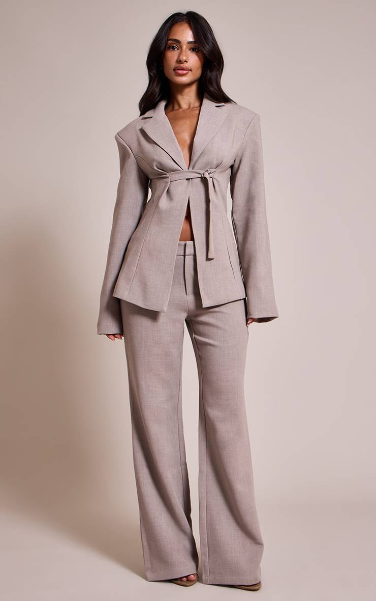 Gris Cendré Pantalon Tailleur Large Petite Taille