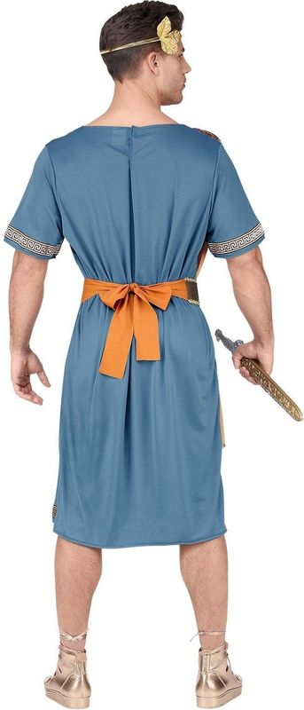 WIDMANN - Romeinse Keizer Kostuum - Blauw en Oranje - Inclusief Tuniek, Riem en Hoofdband