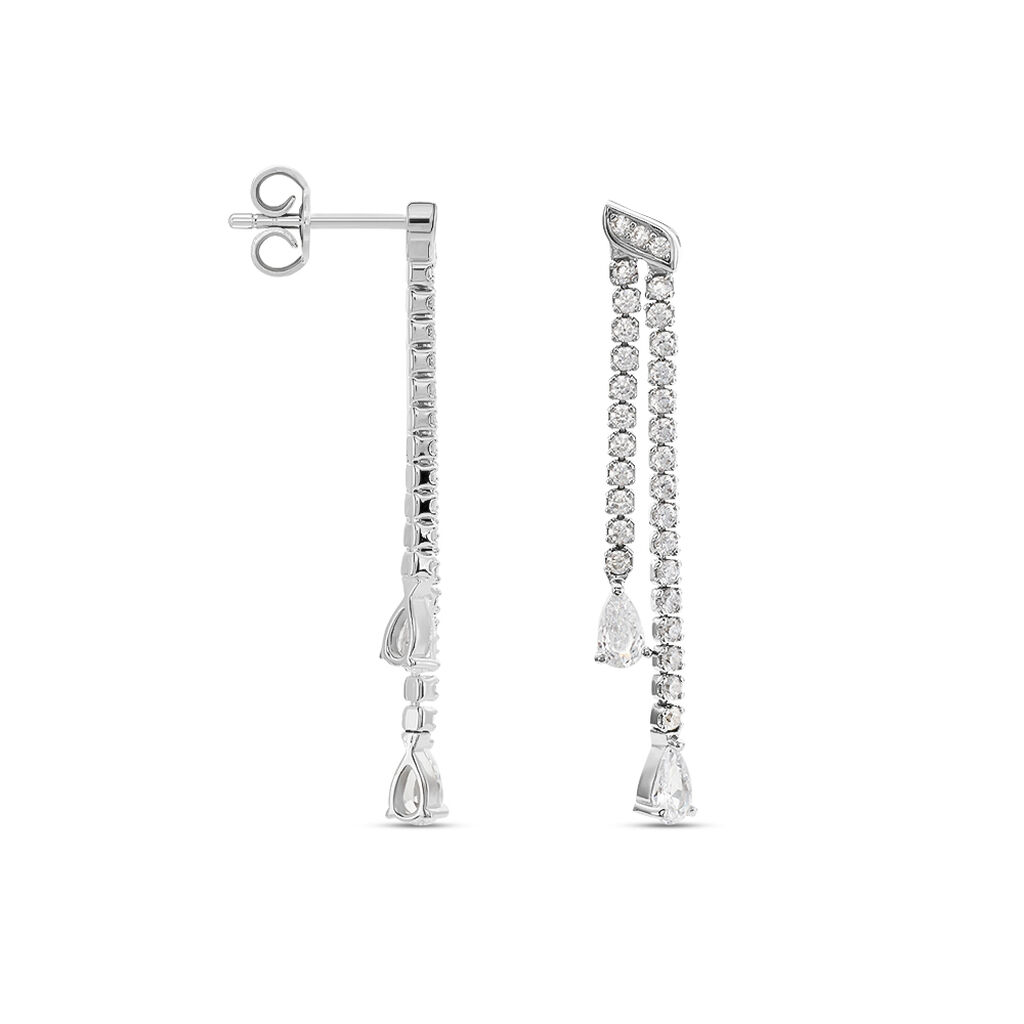 Boucles D'oreilles Pendantes Isalis Argent Blanc Oxyde De Zirconium