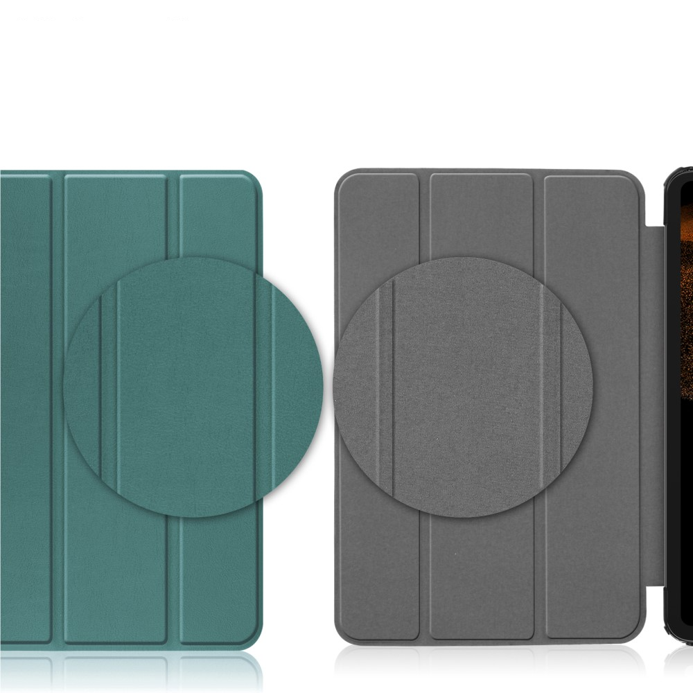 Samsung Galaxy Tab S10 Ultra Flipcase Hülle Ledertasche mit Aufstellfunktion Litchi Look   S-Pen Halterung - Dunkelgrün