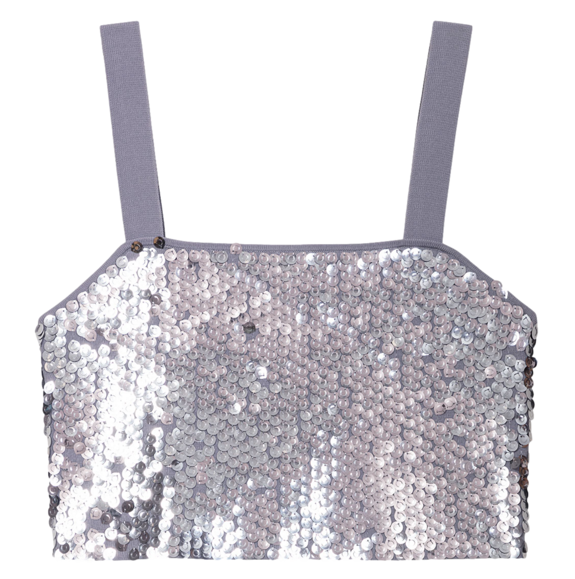 Top court à sequins | Gris