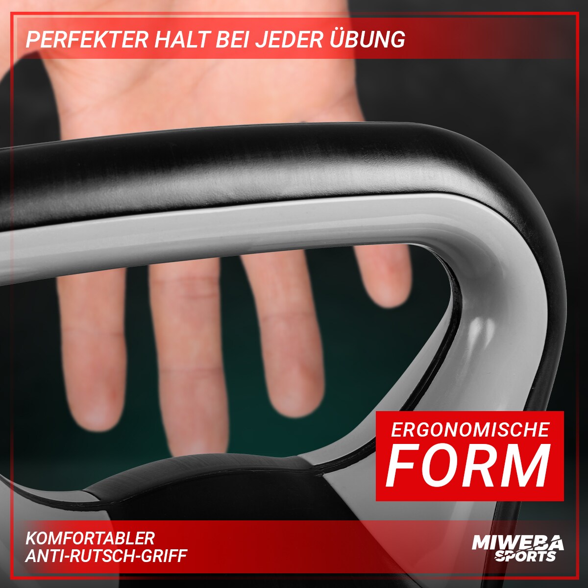 Miweba Sports Kettlebell KB200, Kunststoff-Kugelhantel, 4-12 kg, Anti-Rutsch-Griff, Hartgummifüße (4,0 kg)