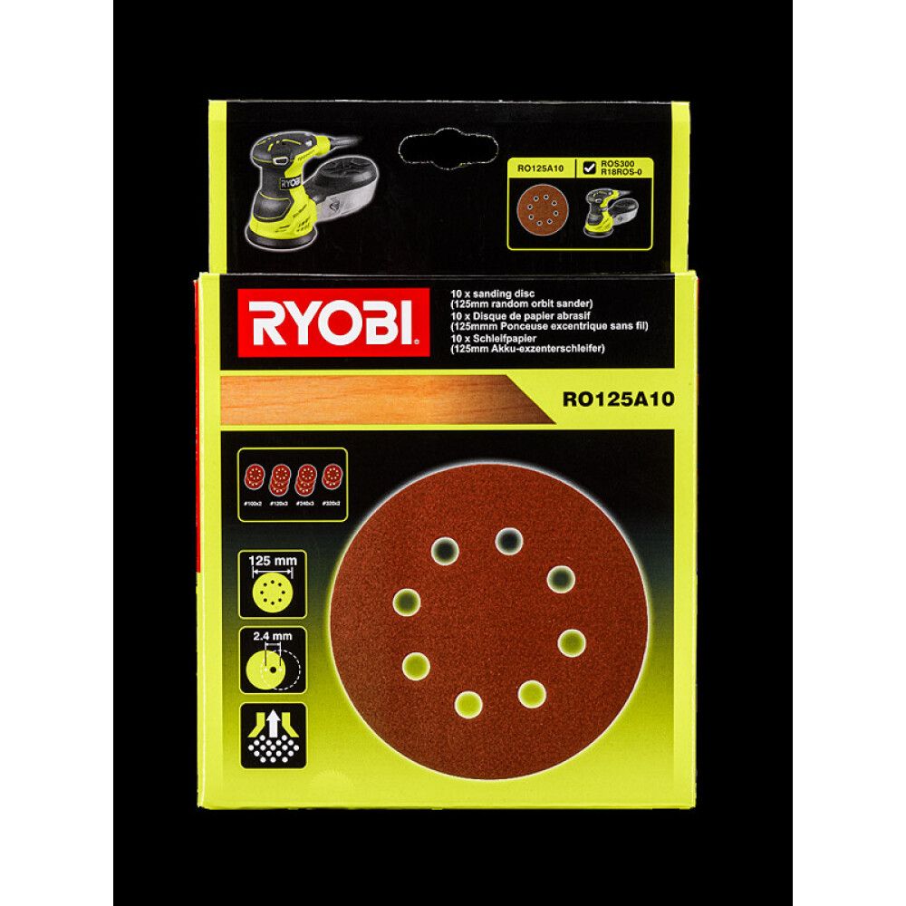 SANDPAPIR RYOBI RO125A10 125MM 10-PK