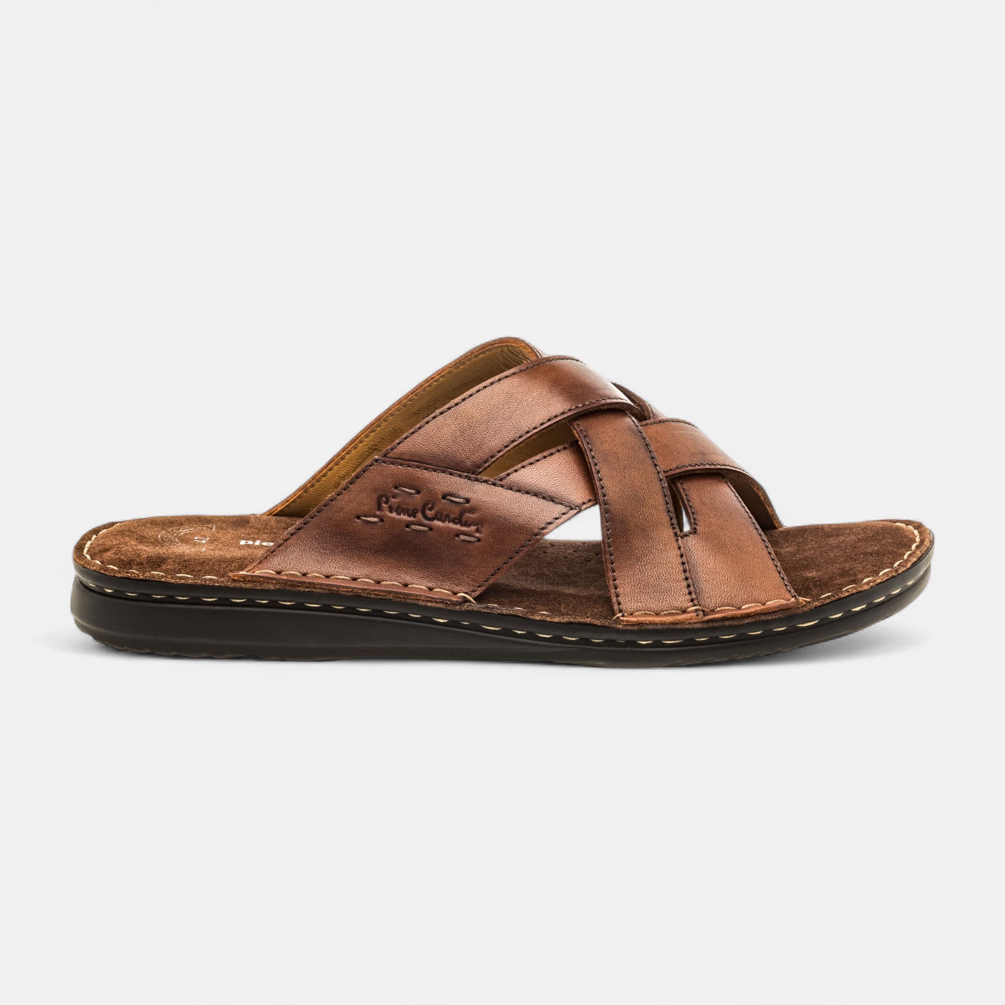 Mules Homme en cuir cognac