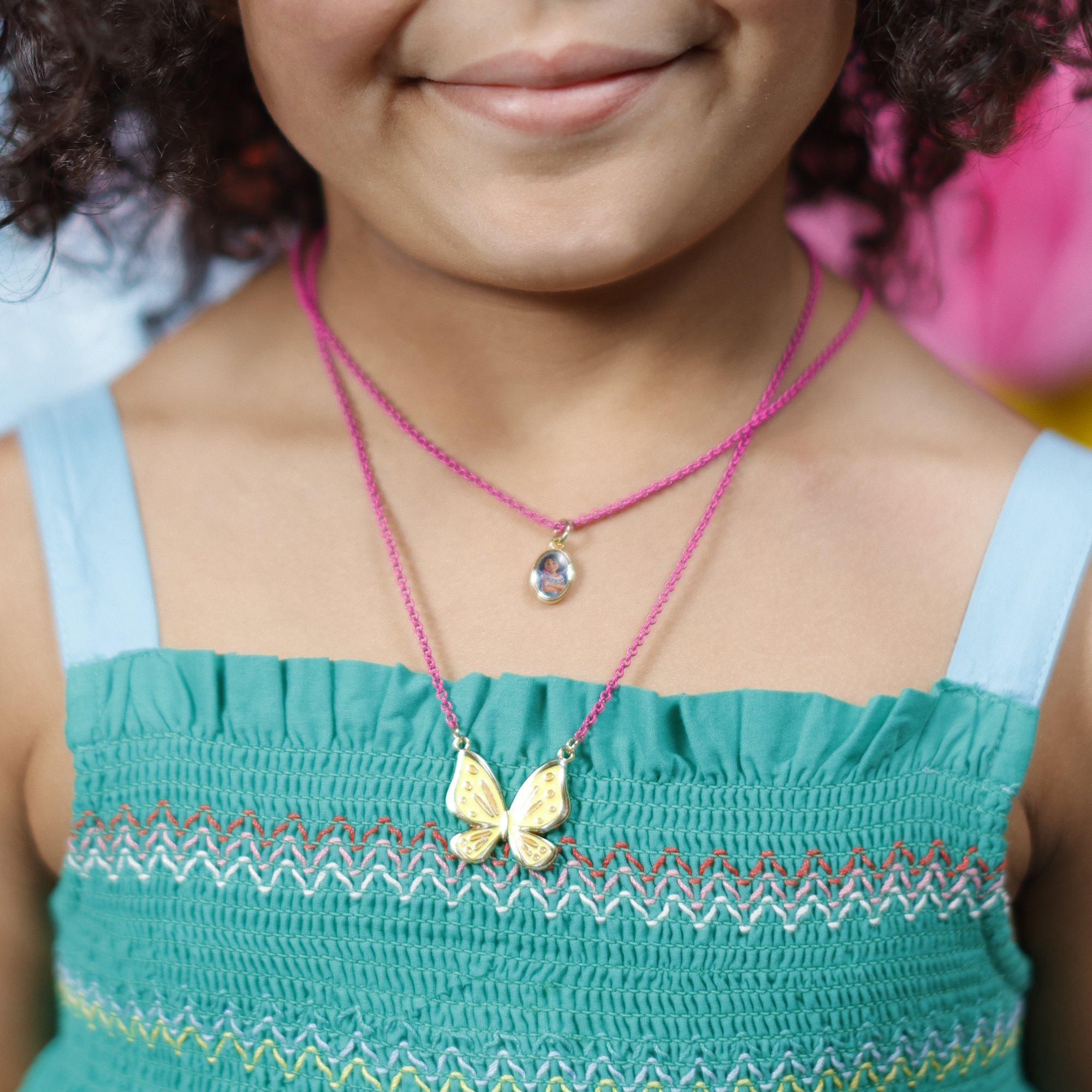 Disney Encanto Pink and Yellow Mirabel and Butterfly Double Layered Necklace