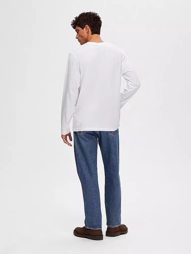 SELECTED Langarmshirt SLHASPEN weiss