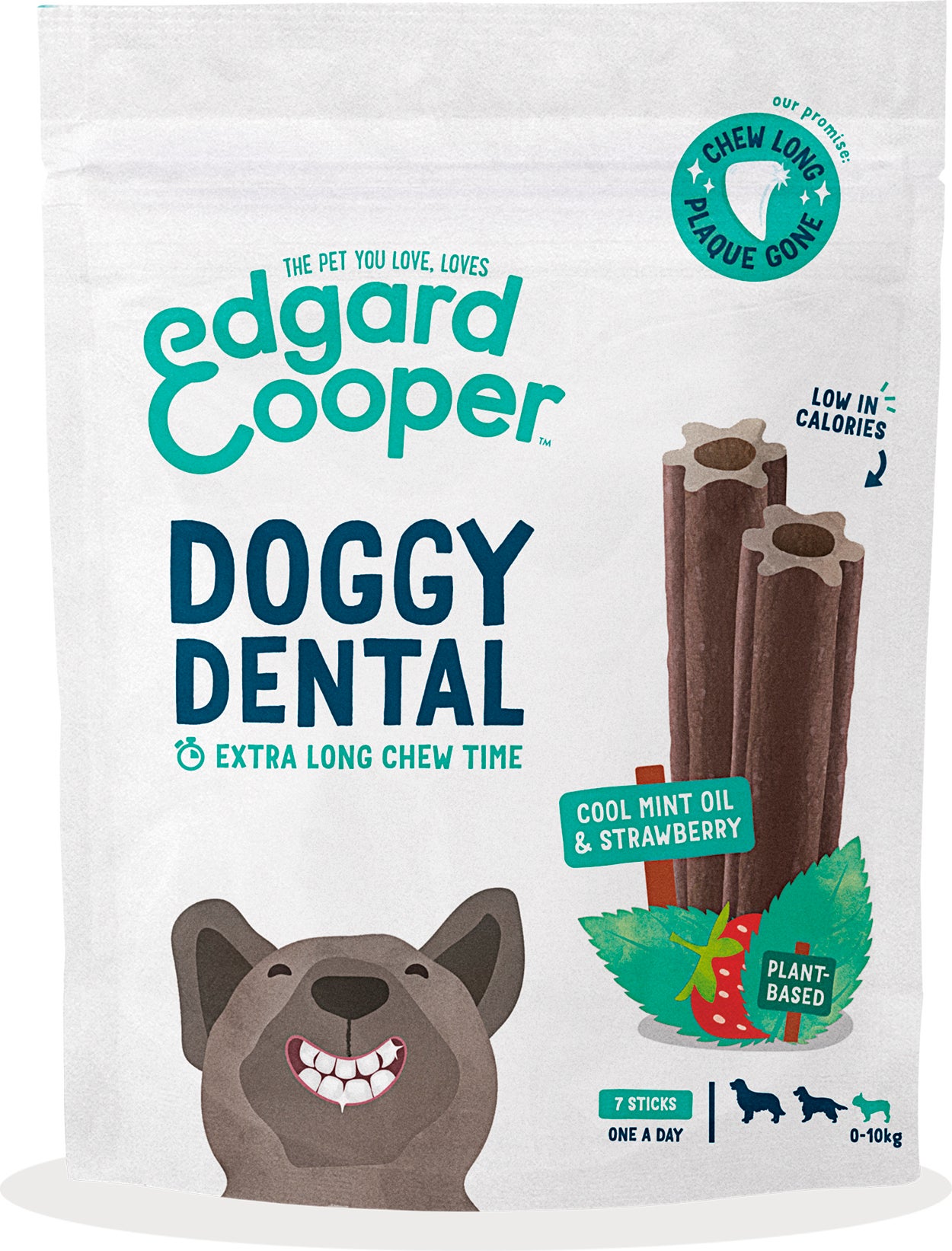 Edgard & Cooper kauwsticks Doggy Dental muntolie en aardbei S 7 stuks