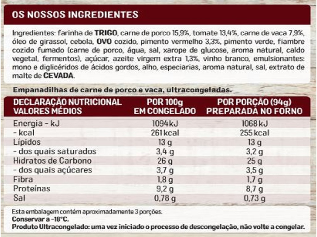 EMPANADILHAS IGLO CARNE 312G