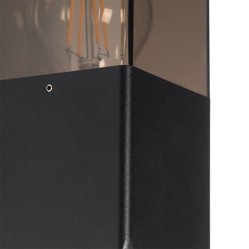 Moderne buiten wandlamp zwart IP44 met smoke glas - Denmark