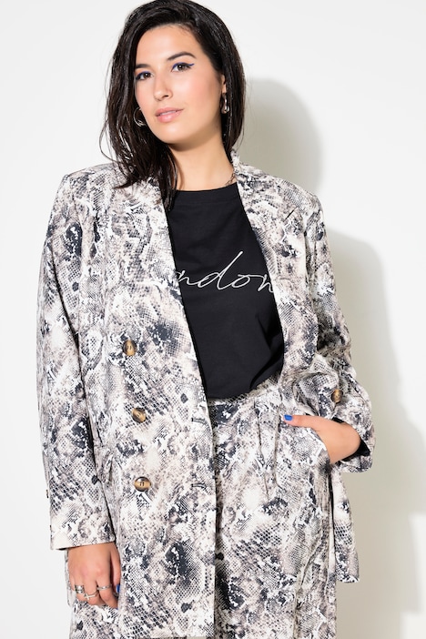 Blazer, Loose Shape, Snake-Print, doppelreihig