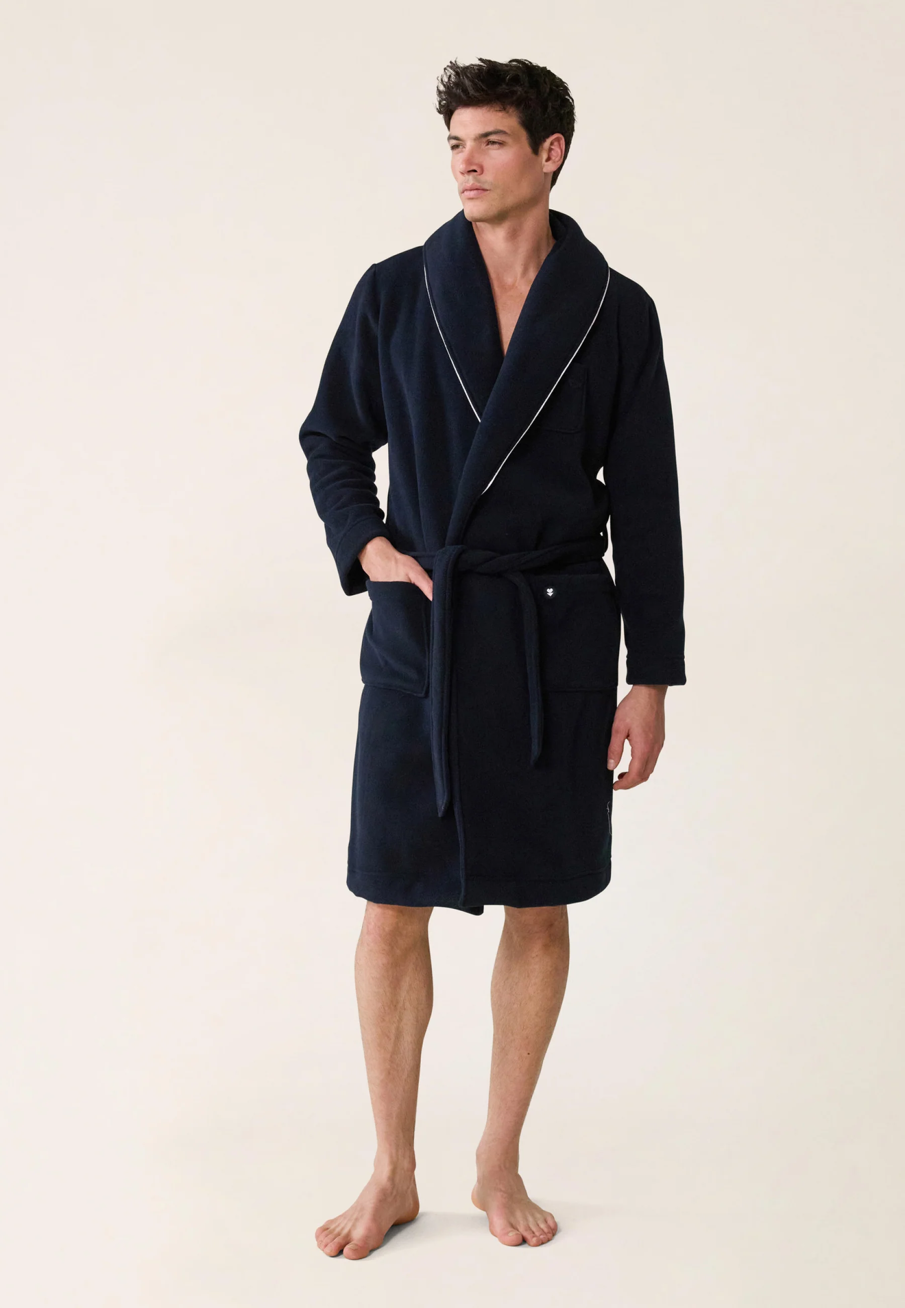 Robe de chambre col châle-Devy Marine