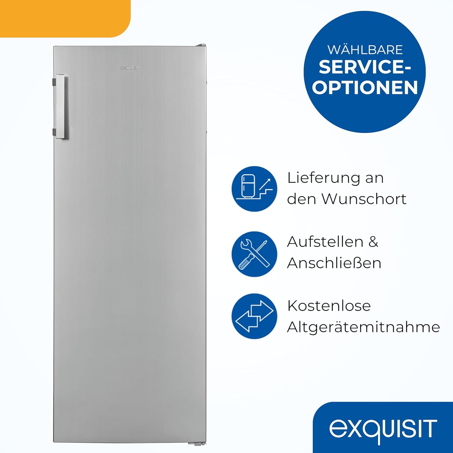 Exquisit Gefrierschrank, 161 Liter, No-Frost, LED-Anzeige, leise, GS5231-NF-H-040C inoxlook