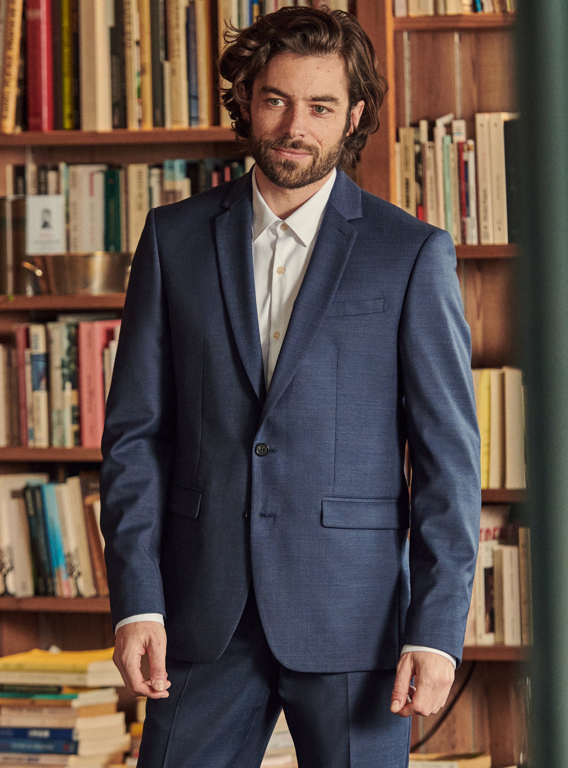 Veste de Costume en laine Jones Blue Melanged