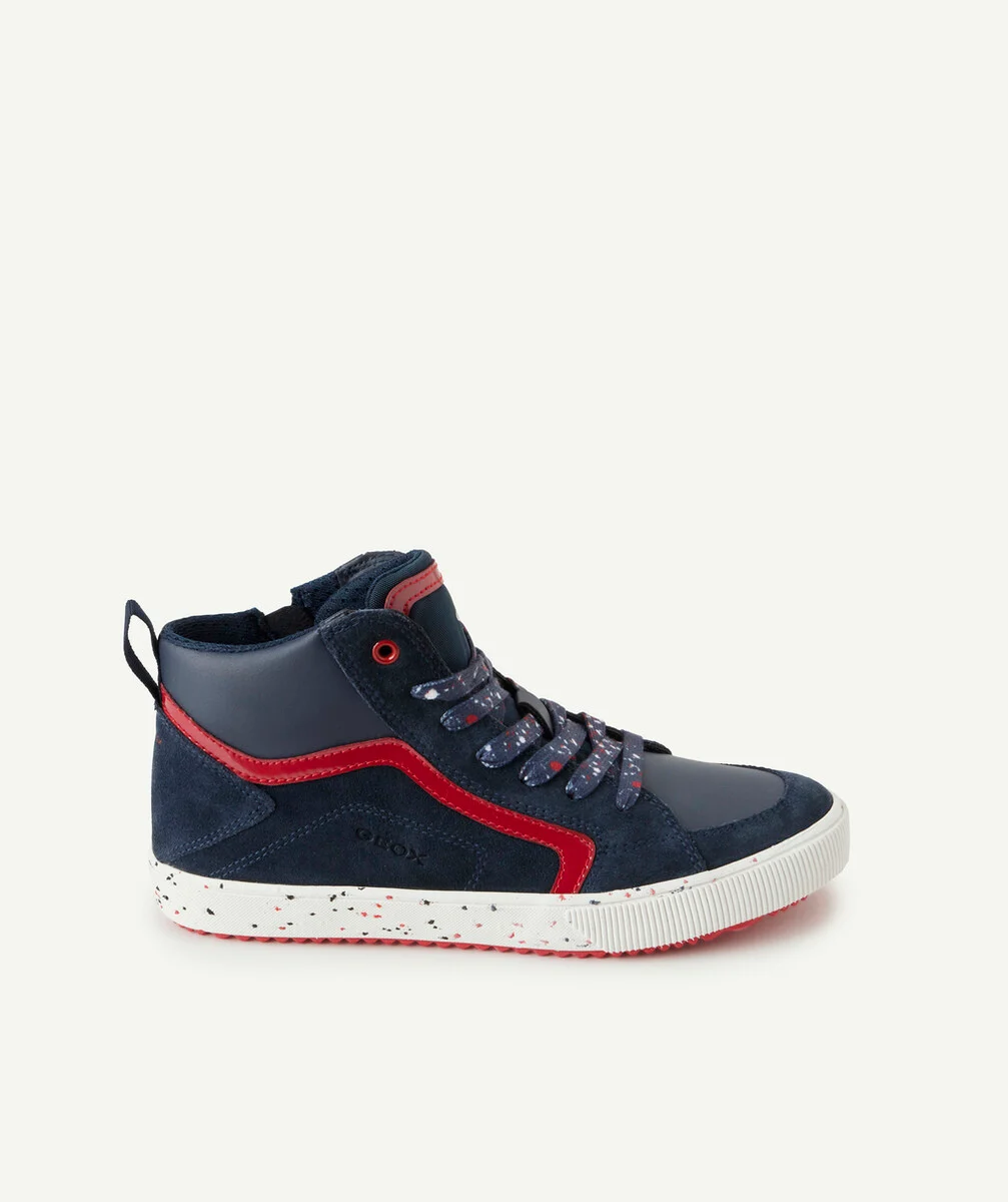 GEOXLES BASKETS MONTANTES BLEUES AUX DÉTAILS ROUGES
