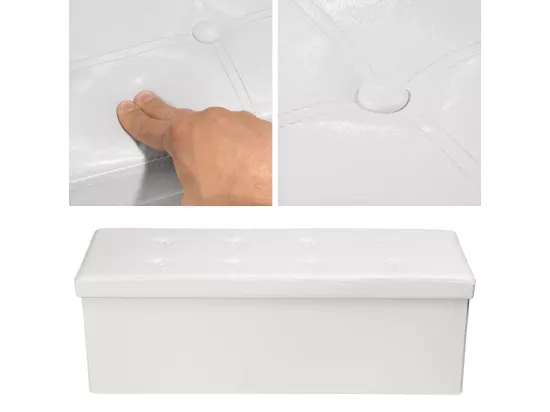 Banc coffre de rangement cuir blanche 110 x 38 x 38 cm 2208144