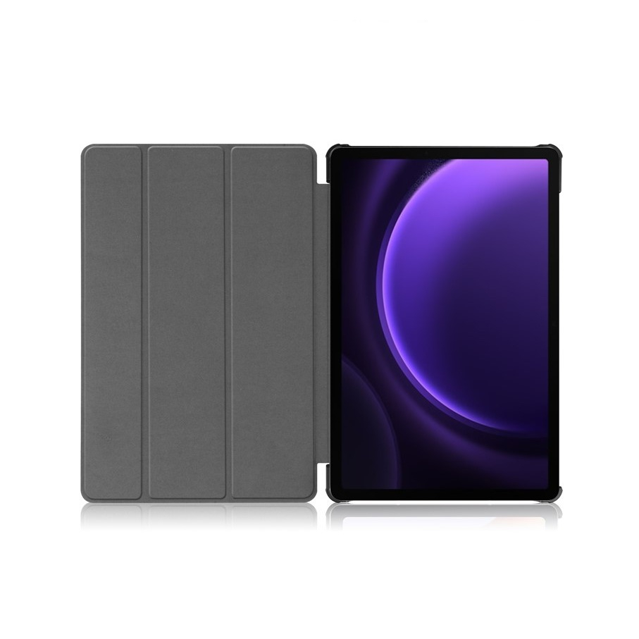 Samsung Galaxy Tab S10 FE / Tab S9 FE Flipcase Hülle Ledertasche mit Aufstellfunktion Litchi Look   S-Pen Halterung - Dunkelgrün