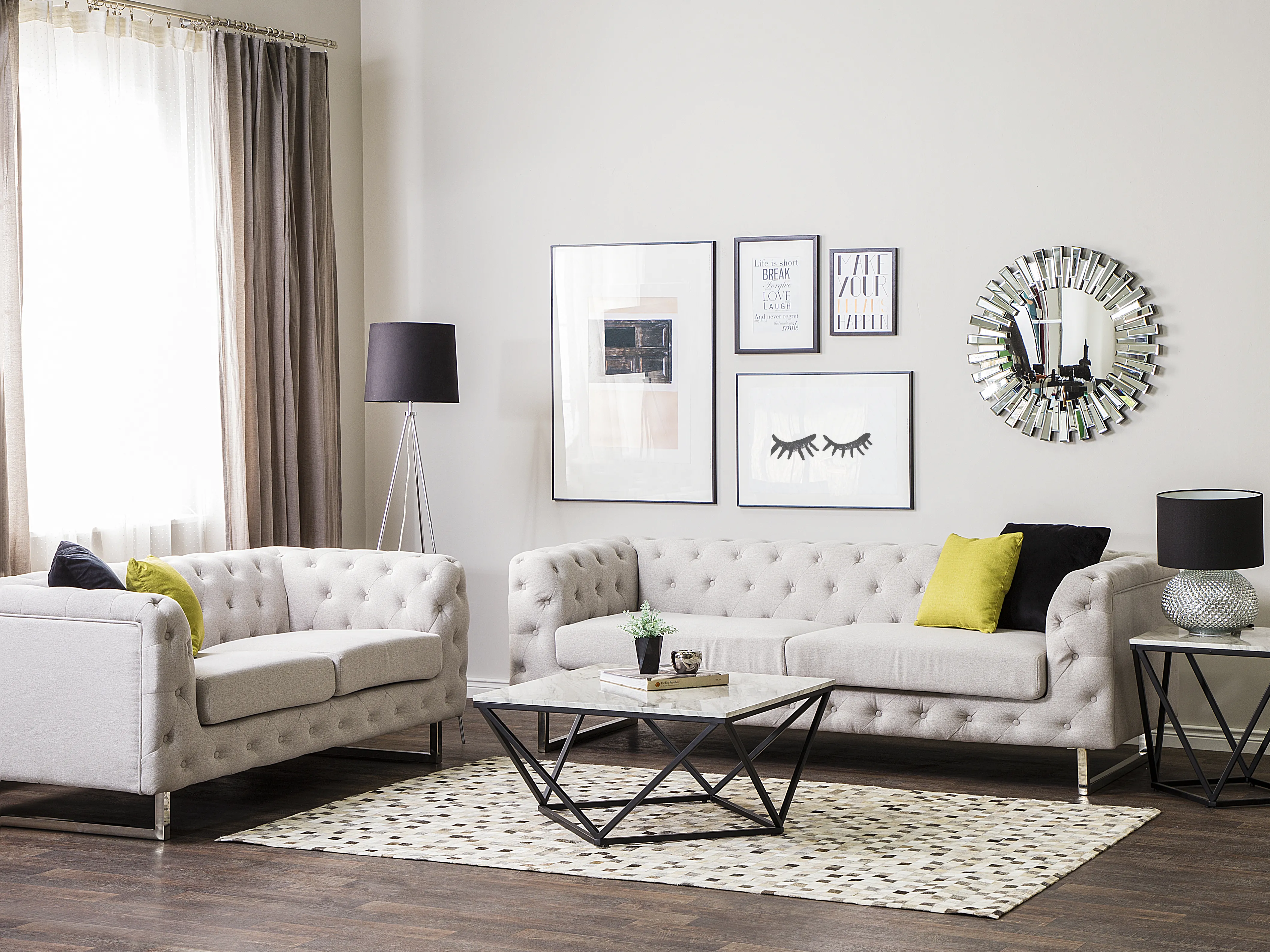 Bankenset 5-zits VISSLAND Stof Lichtbeige