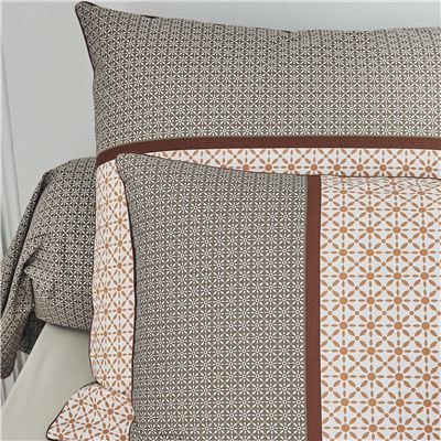 Linge de lit percale micromotifs géométriques